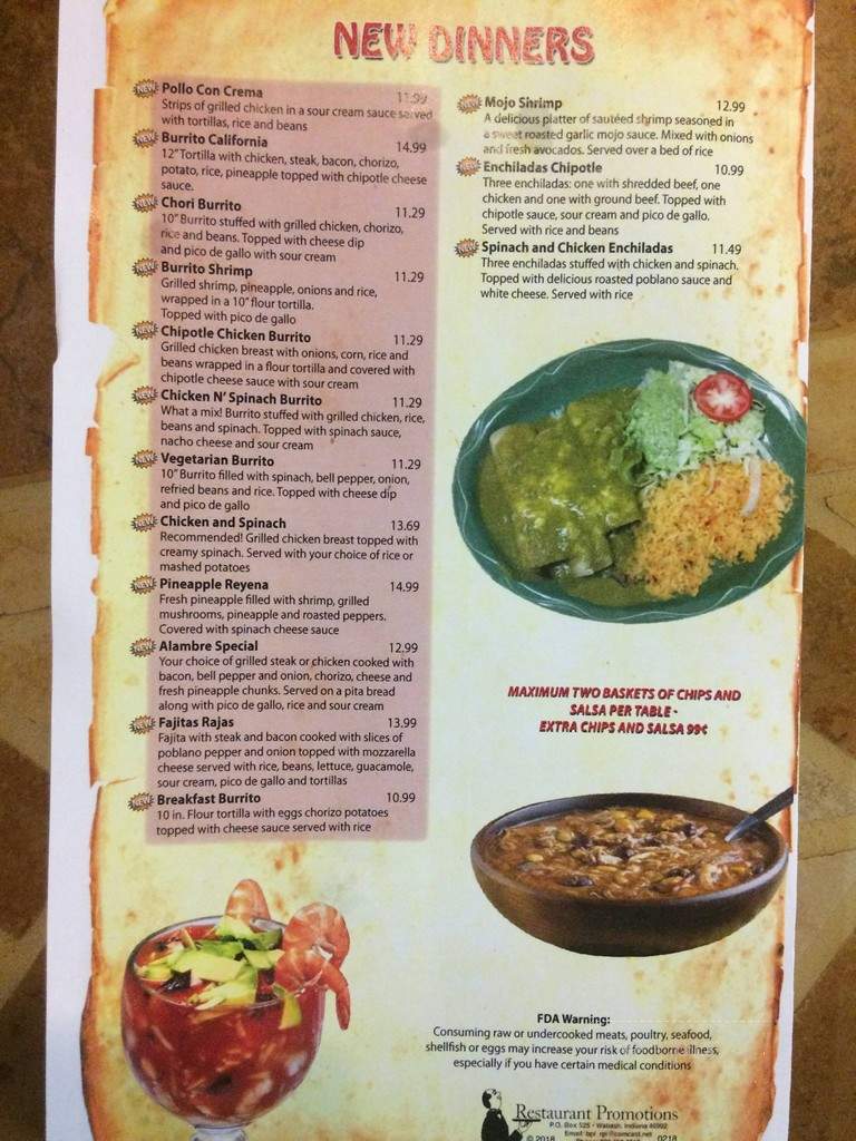 El Mariachis - Bryan, OH menu_pic