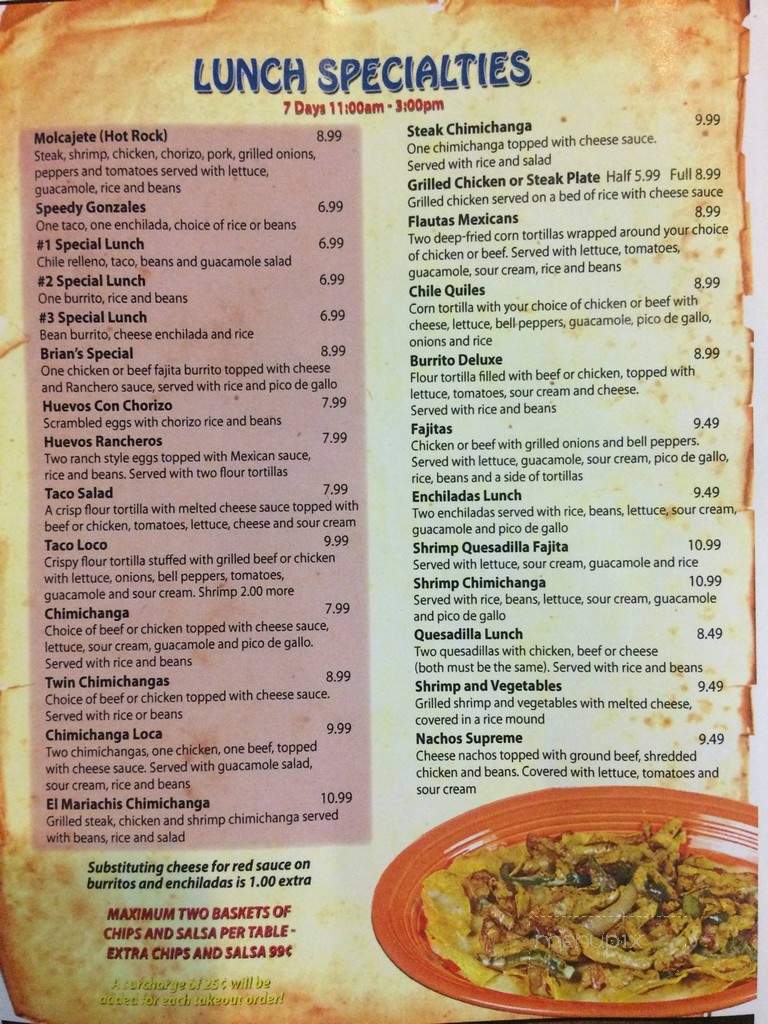 El Mariachis - Bryan, OH menu_pic