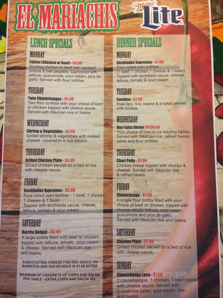 El Mariachis - Bryan, OH menu_pic