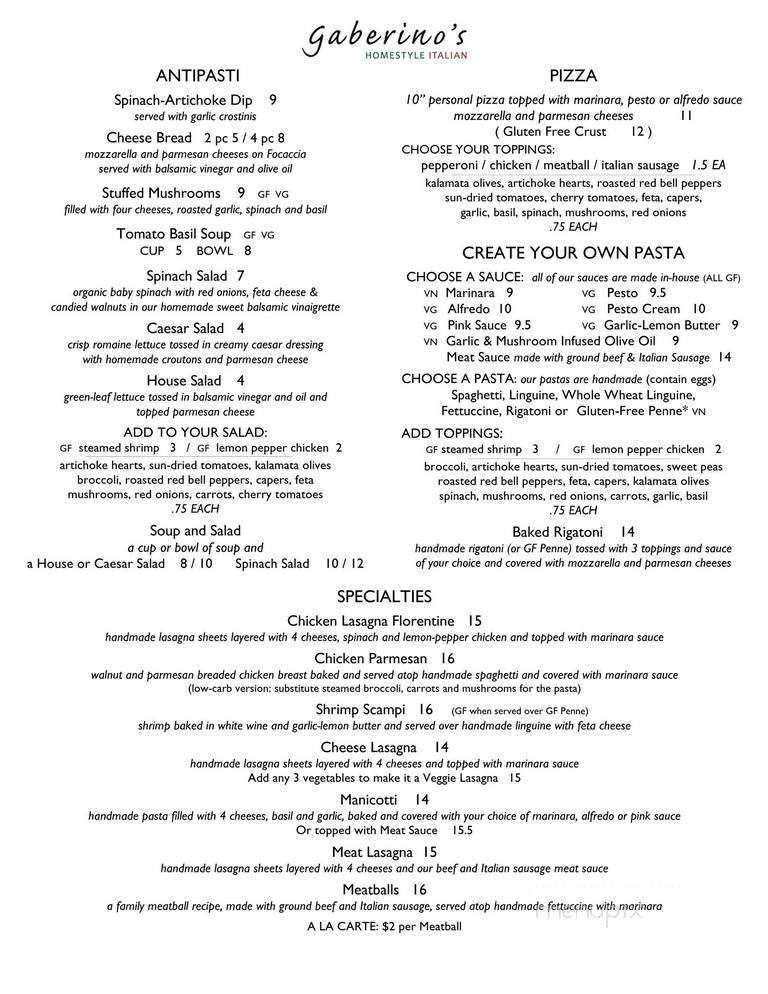 Gaberino's Homestyle Italian - Norman, OK menu_pic
