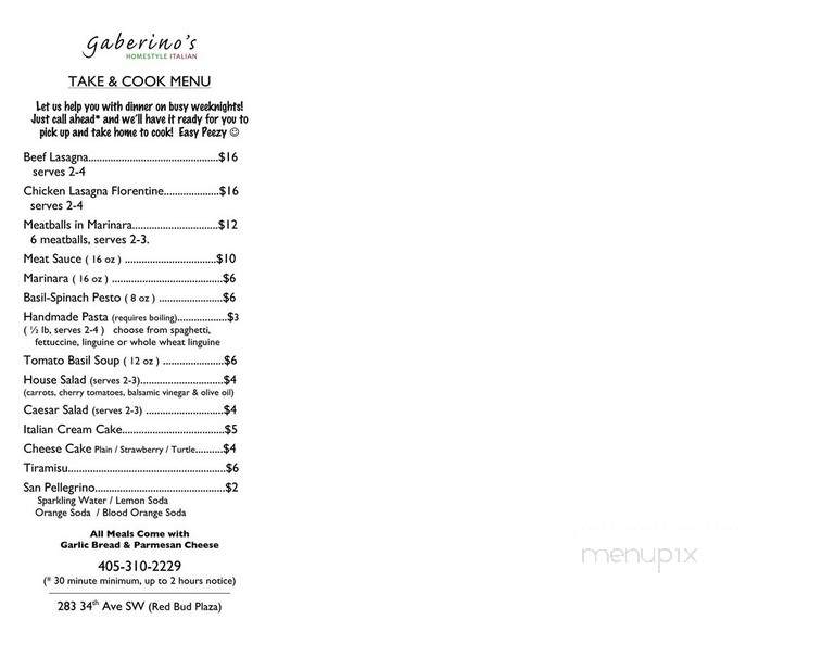 Gaberino's Homestyle Italian - Norman, OK menu_pic
