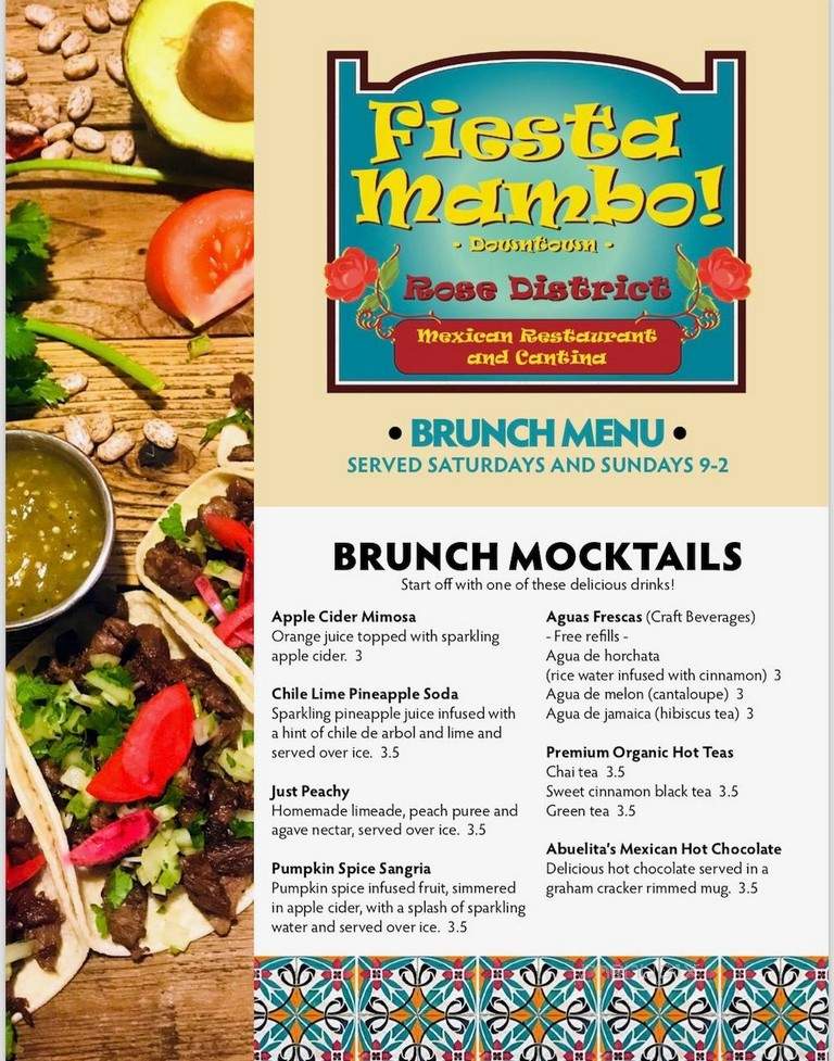 Fiesta Mambo! Mexican Restaurant Cantina - Broken Arrow, OK menu_pic