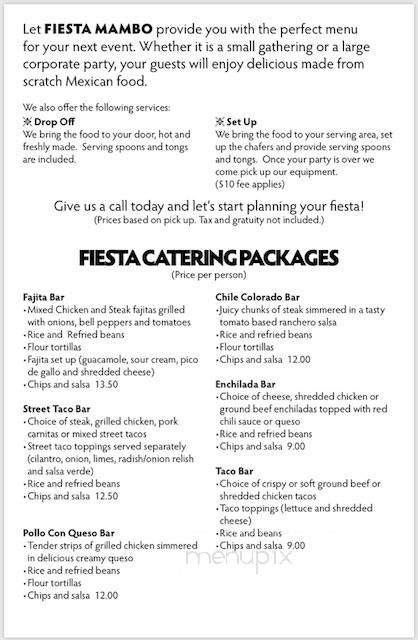 Fiesta Mambo! Mexican Restaurant Cantina - Broken Arrow, OK menu_pic