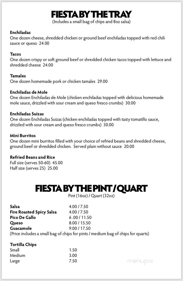 Fiesta Mambo! Mexican Restaurant Cantina - Broken Arrow, OK menu_pic