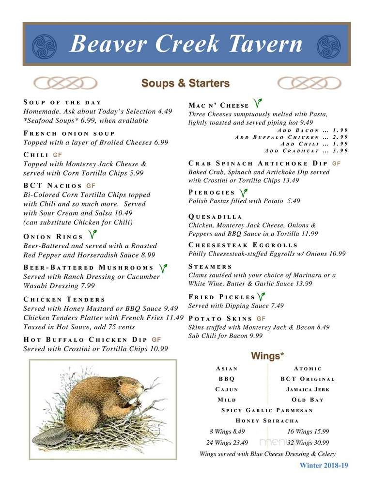 Beaver Creek Tavern - Downingtown, PA menu_pic