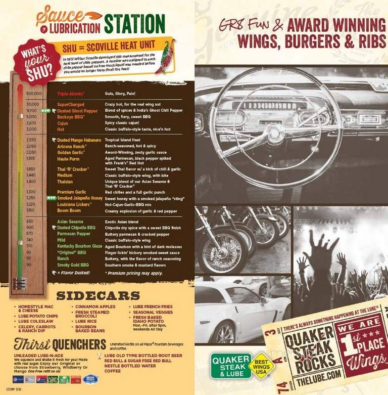 Quaker Steak Lube - Greenville, SC menu_pic