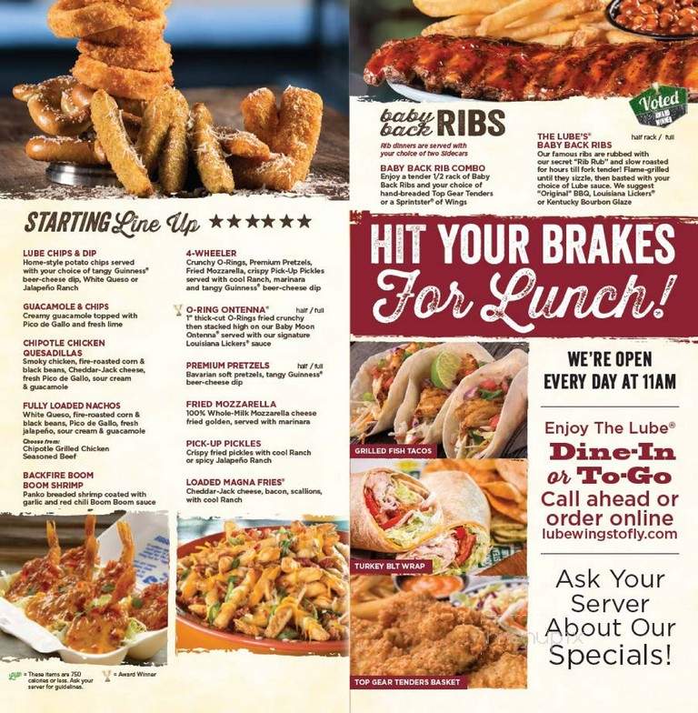 Quaker Steak Lube - Greenville, SC menu_pic