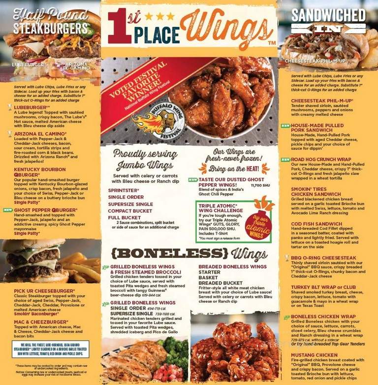 Quaker Steak Lube - Greenville, SC menu_pic