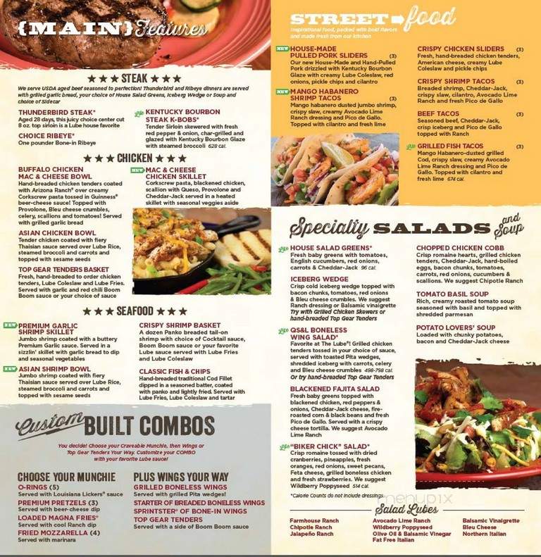 Quaker Steak Lube - Greenville, SC menu_pic