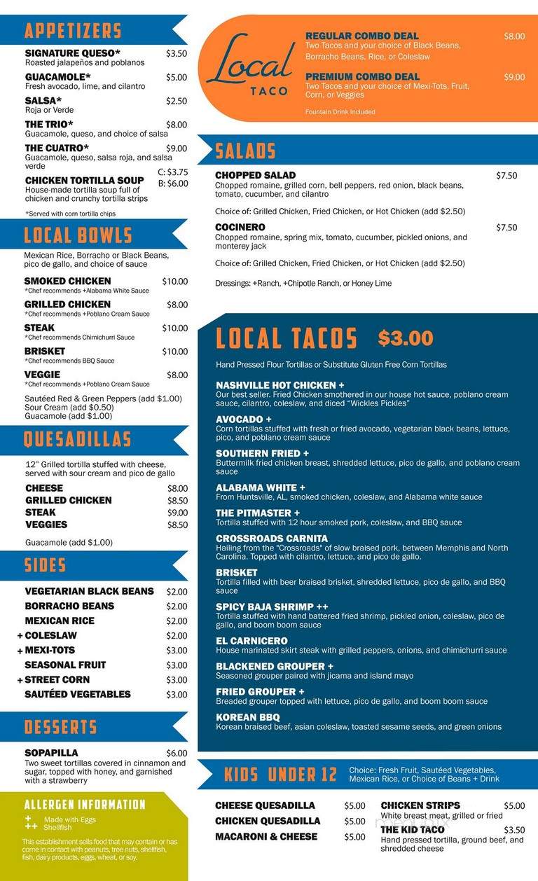 Local Taco - Brentwood, TN menu_pic