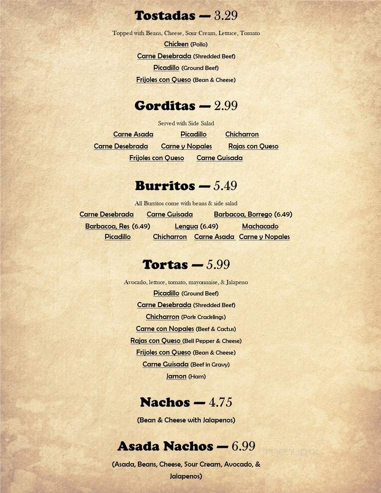 Los Angeles - San Antonio, TX menu_pic