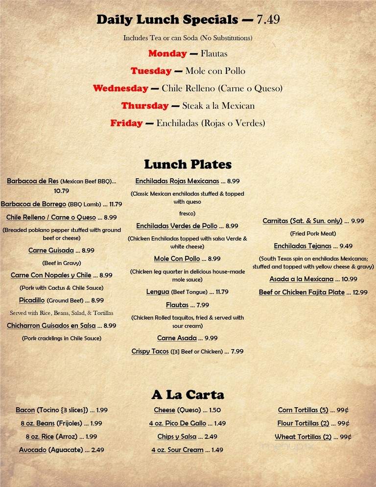 Los Angeles - San Antonio, TX menu_pic