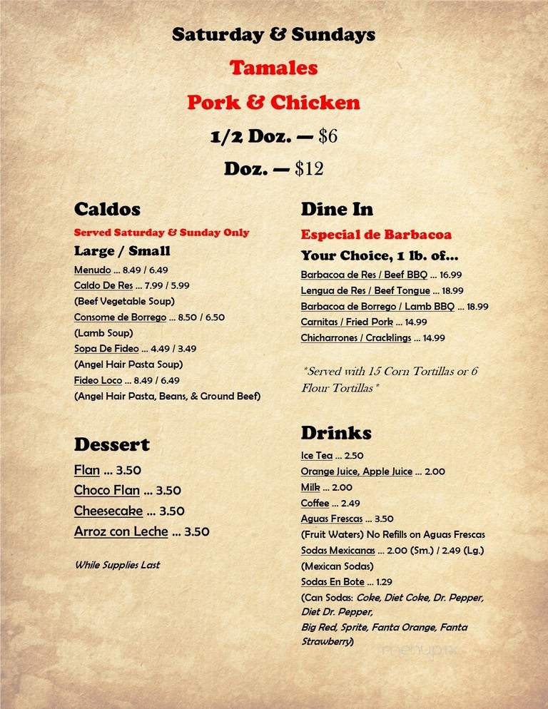Los Angeles - San Antonio, TX menu_pic