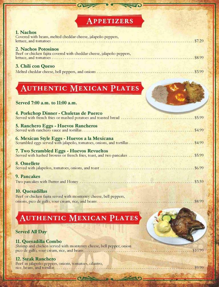 Pueblo Viejo - Nacogdoches, TX menu_pic