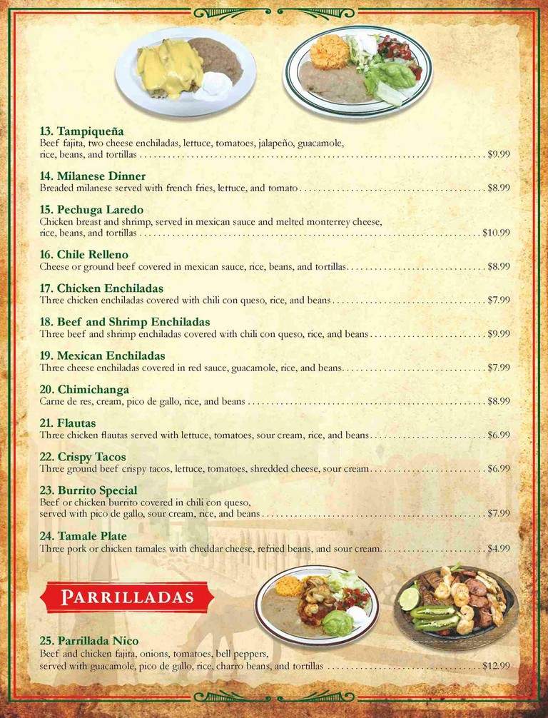 Pueblo Viejo - Nacogdoches, TX menu_pic