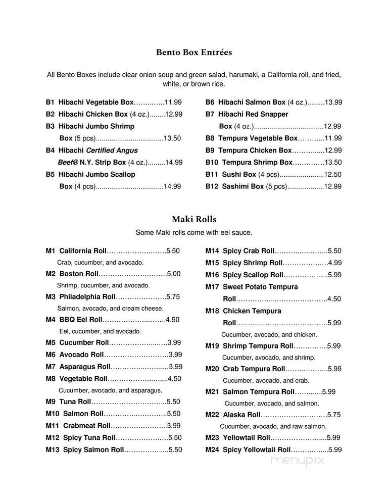 Shogun Japanese Steakhouse, Habachi Sushi - Farmville, VA menu_pic