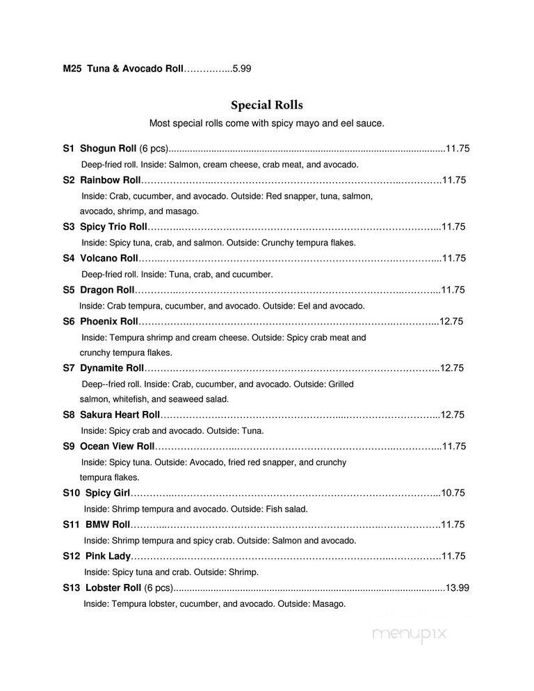 Shogun Japanese Steakhouse, Habachi Sushi - Farmville, VA menu_pic