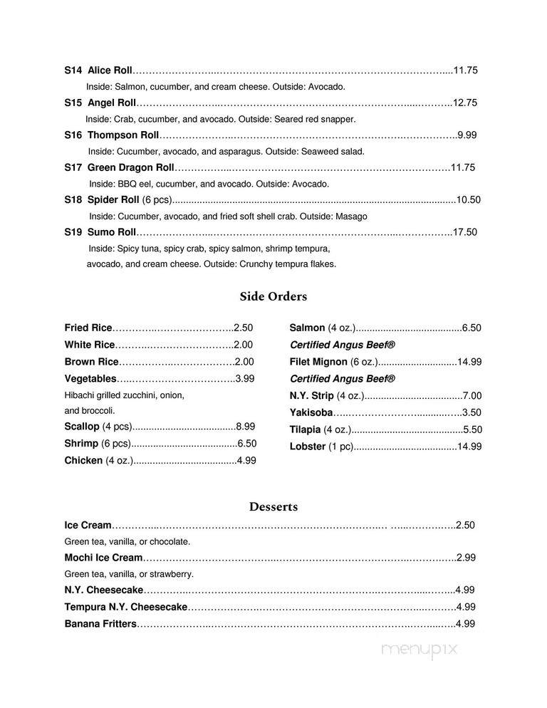 Shogun Japanese Steakhouse, Habachi Sushi - Farmville, VA menu_pic