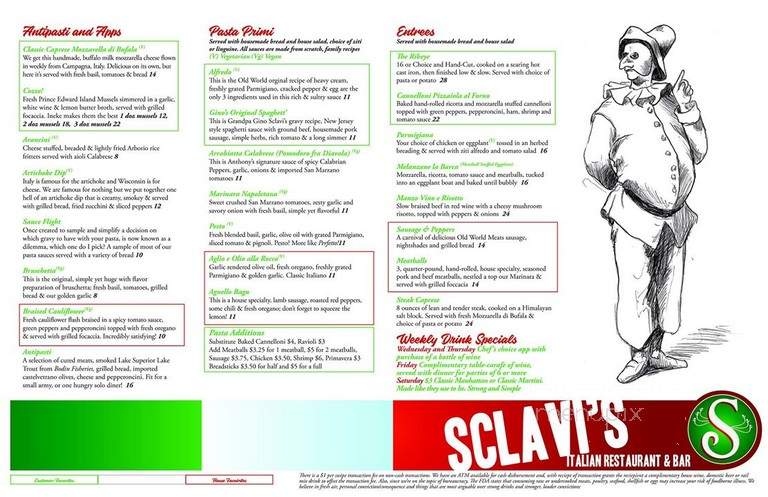 Sclavi's - Superior, WI menu_pic