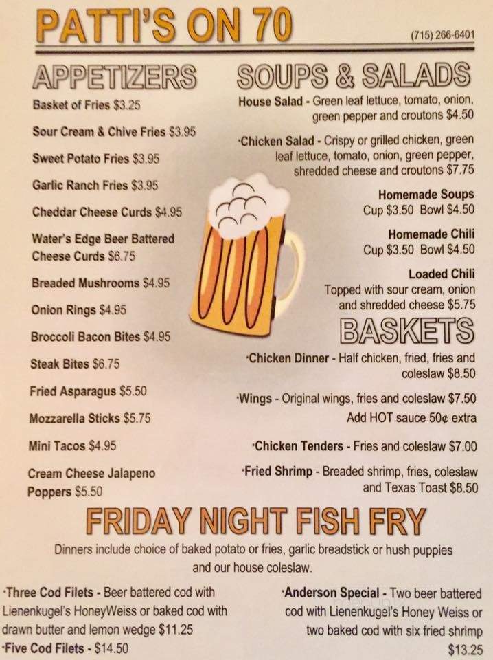 Patti's on 70 - Winter, WI menu_pic