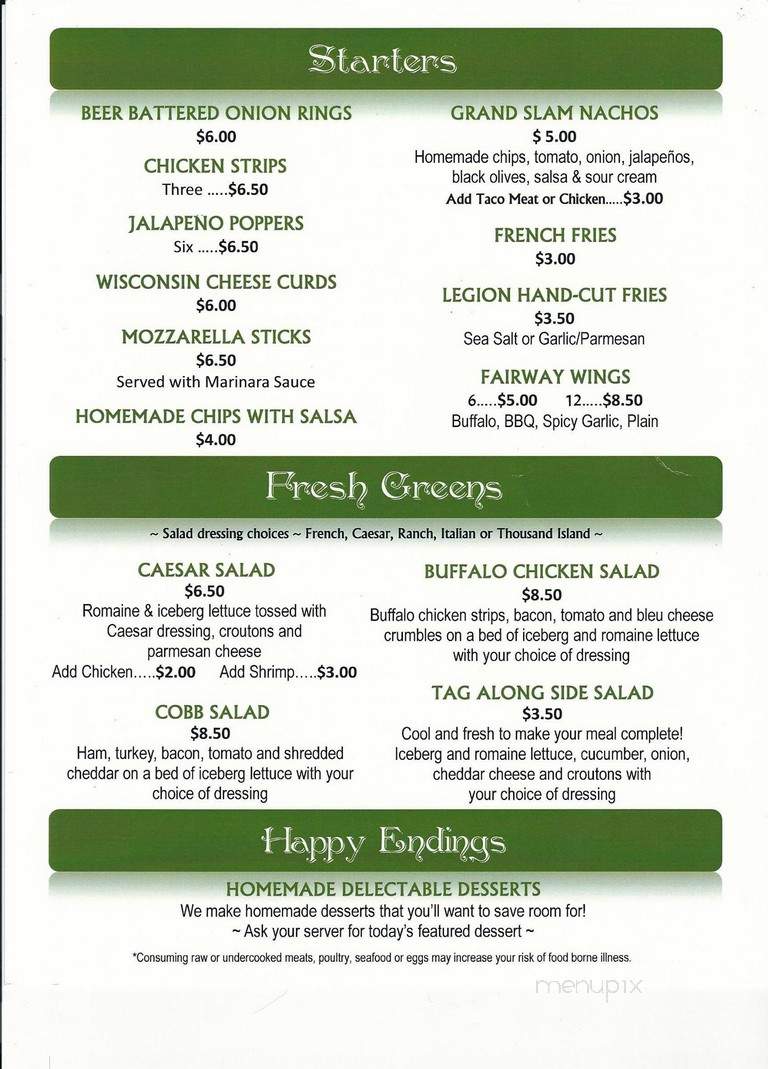Oconto Golf Club - Oconto, WI menu_pic