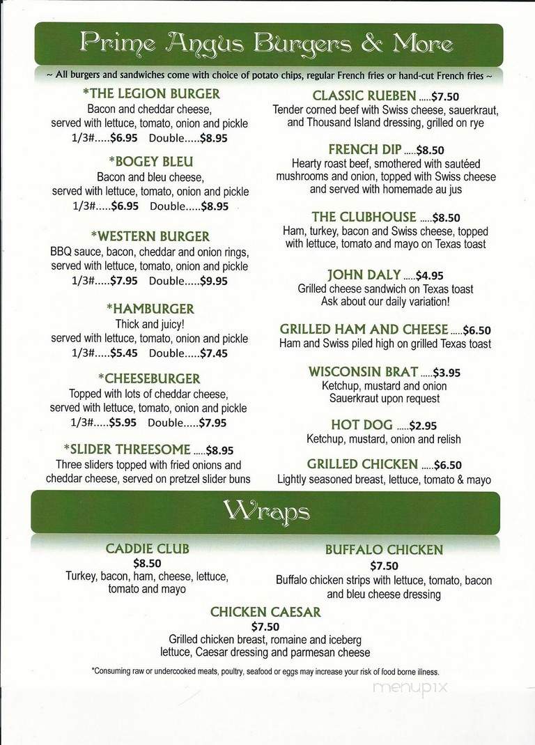 Oconto Golf Club - Oconto, WI menu_pic