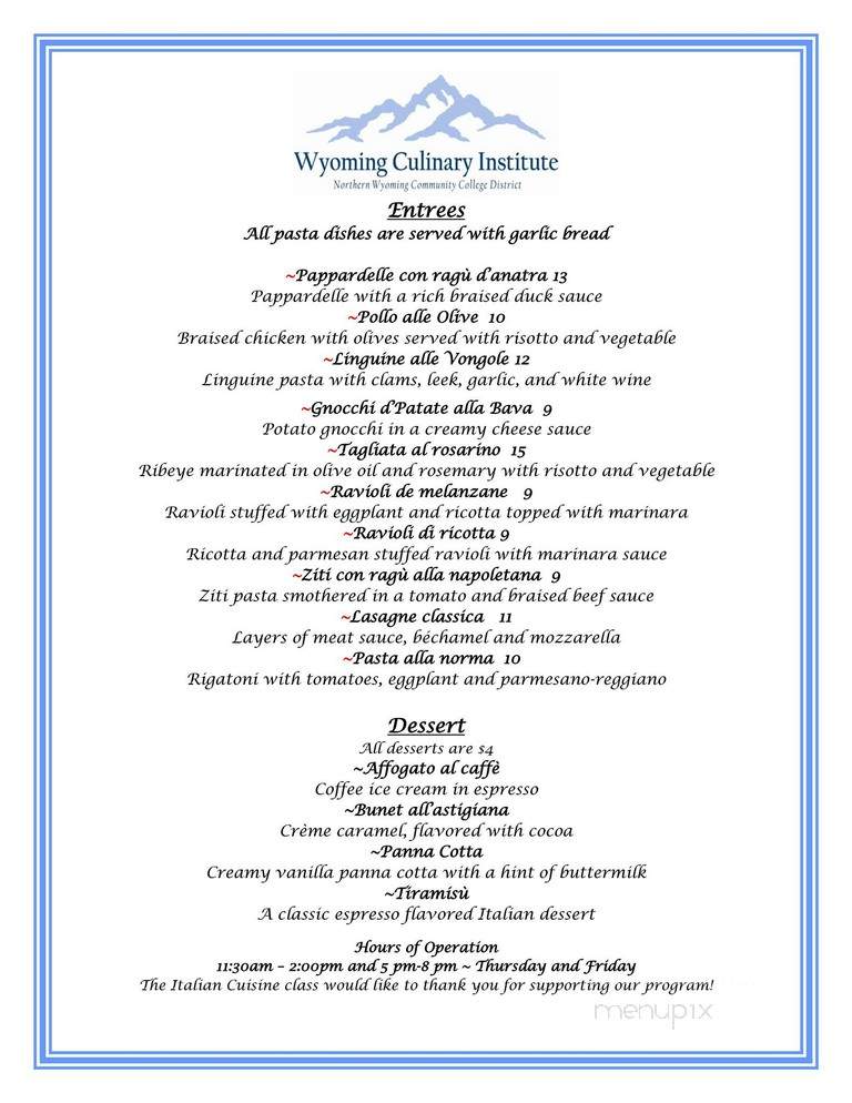 Wyoming culinary institute - Sheridan, WY