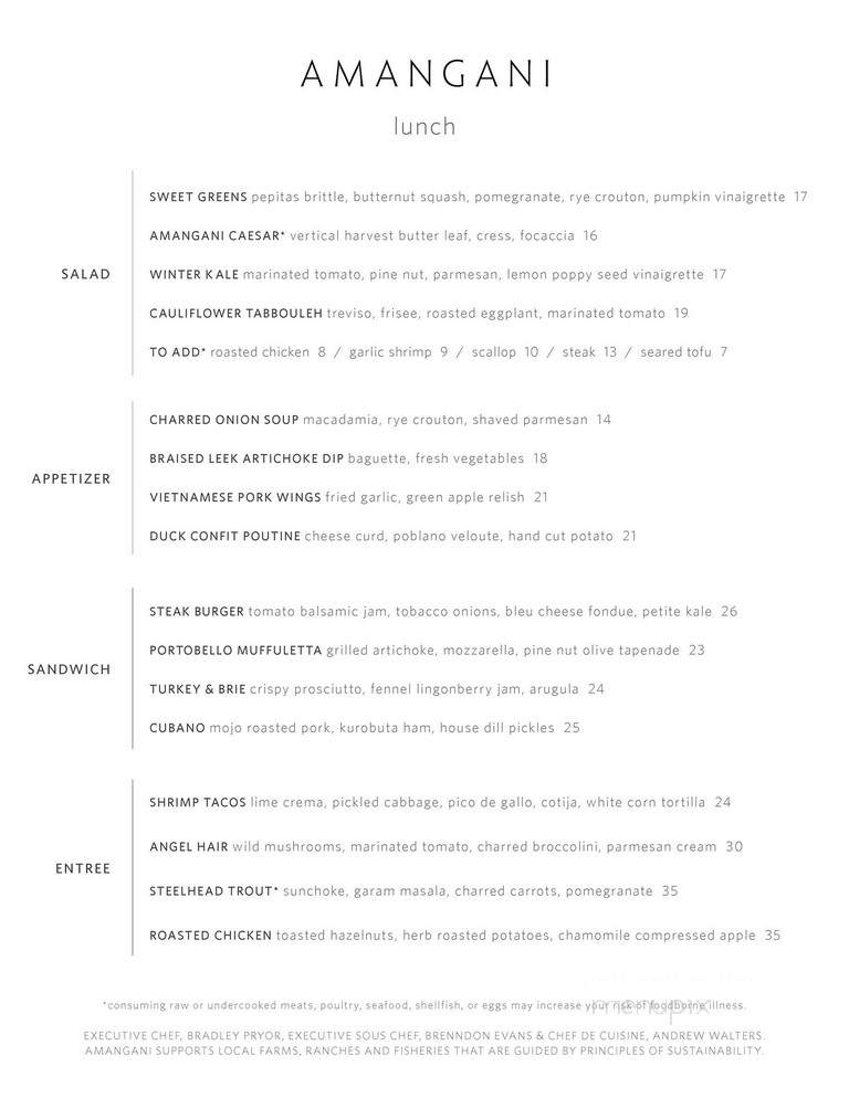 Amangani Grill - Jackson, WY menu_pic