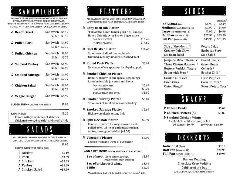 Honky Tonk Smokehouse - Winston Salem, NC menu_pic