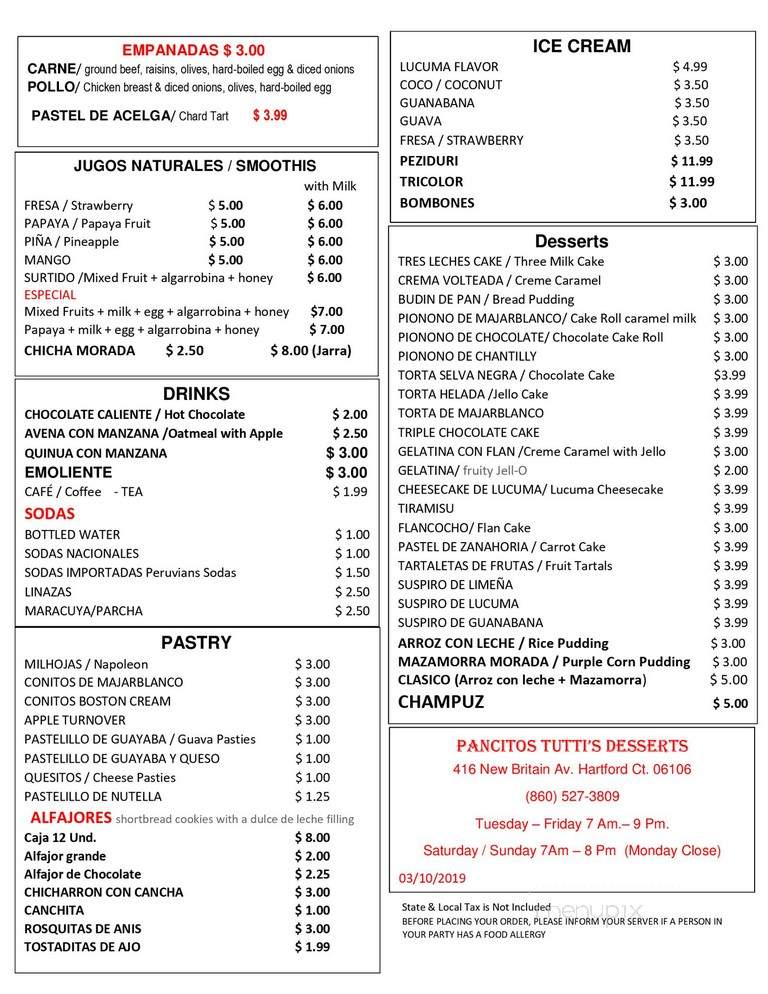 Roma Bakery & Pastry Shoppe - Hartford, CT menu_pic