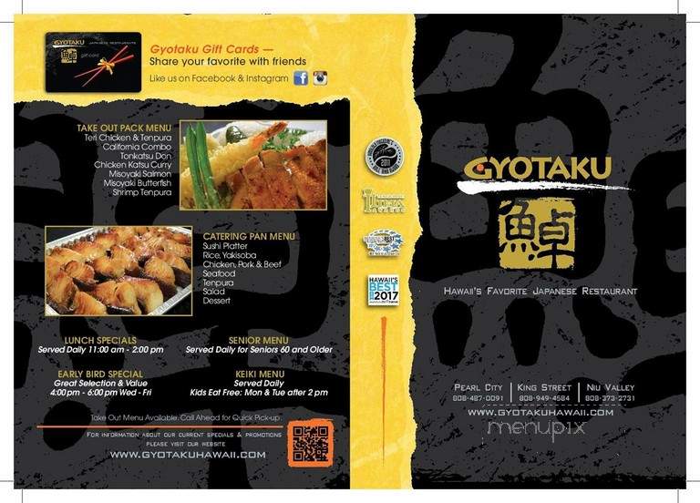 Gyotaku Japanese Restaurant - Pearl City, HI menu_pic