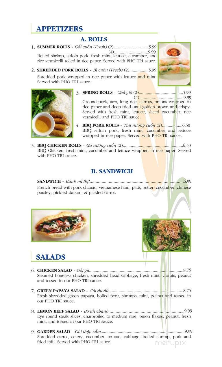 Pho Tri Vietnamese Restaurant - Honolulu, HI menu_pic