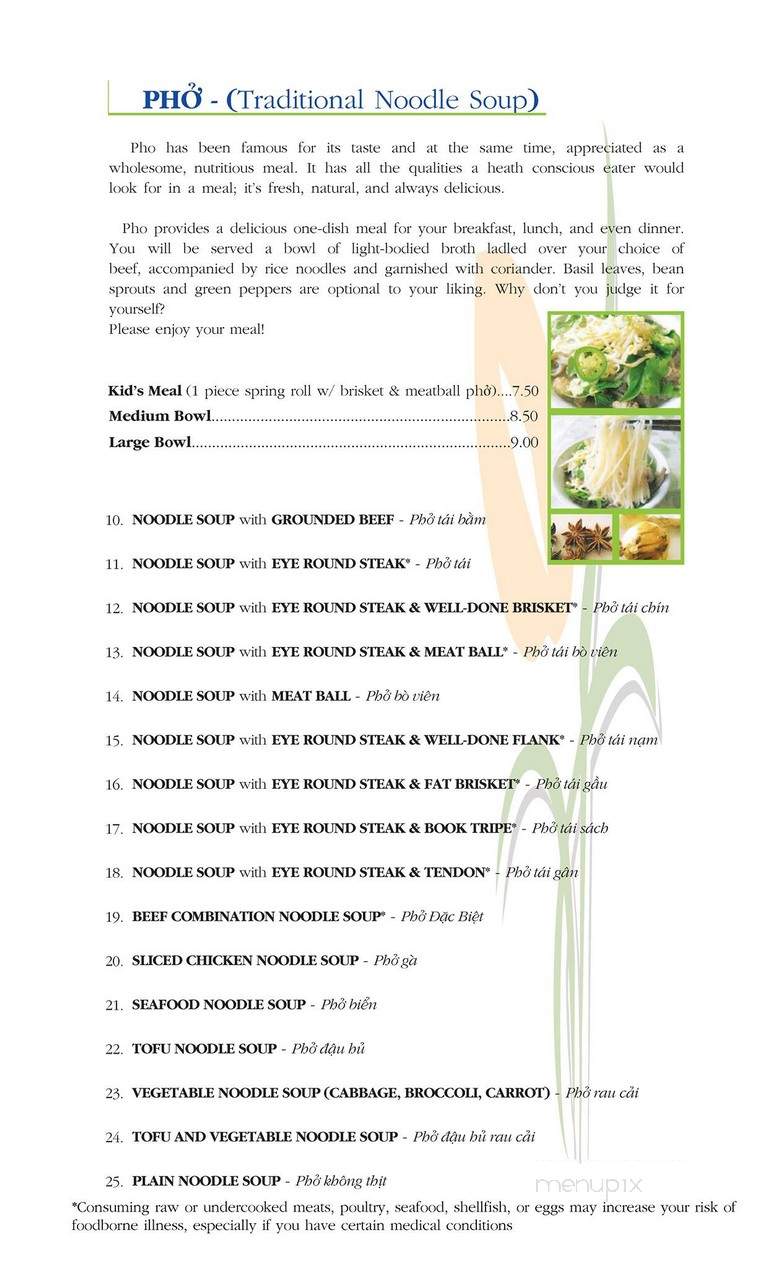 Pho Tri Vietnamese Restaurant - Honolulu, HI menu_pic