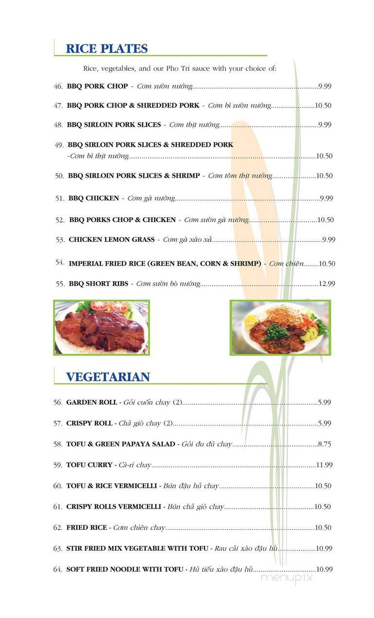 Pho Tri Vietnamese Restaurant - Honolulu, HI menu_pic