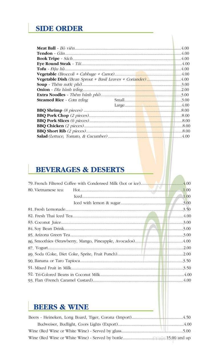 Pho Tri Vietnamese Restaurant - Honolulu, HI menu_pic