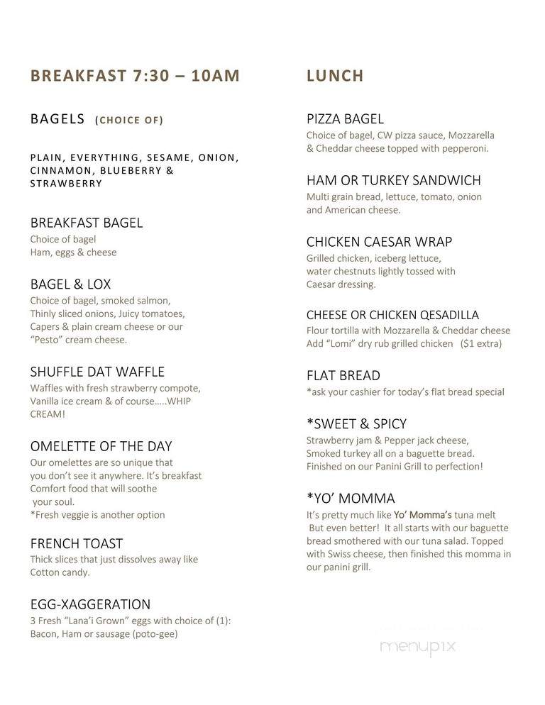 Coffee Works - Lanai City, HI menu_pic