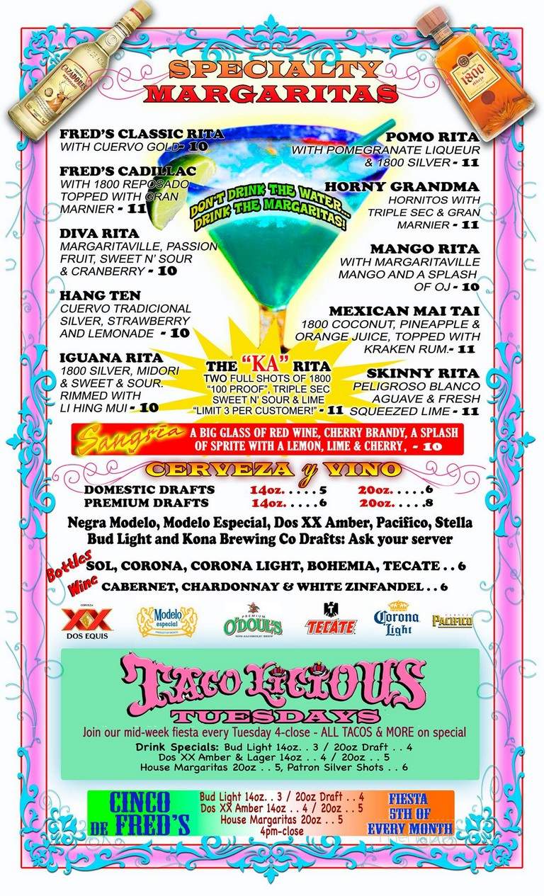 Fred's - Kihei, HI menu_pic