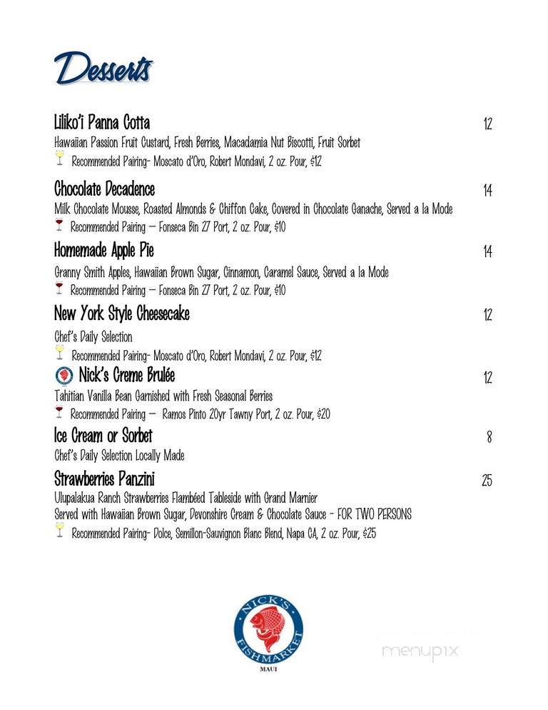 Nick's Fishmarket Maui - Kihei, HI menu_pic