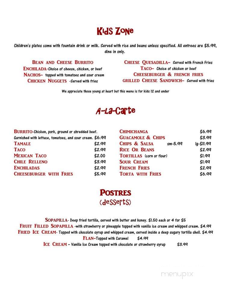 Casa Chavez Mexican Restaurant - Rock Springs, WY menu_pic