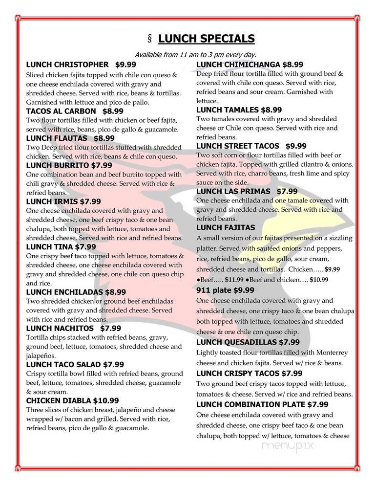Las Rosas Mexican Restaurant - Houston, TX menu_pic