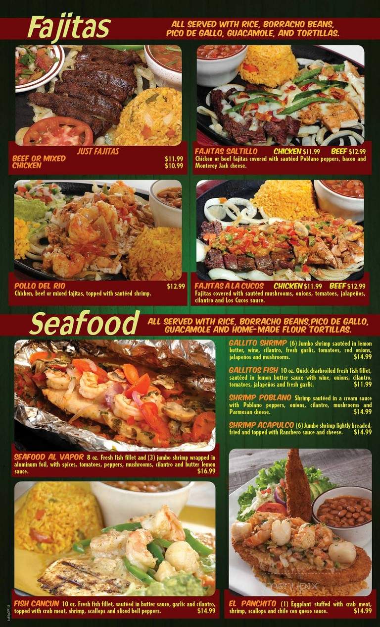 Los Cucos Mexican Cafe Xvii - Houston, TX menu_pic