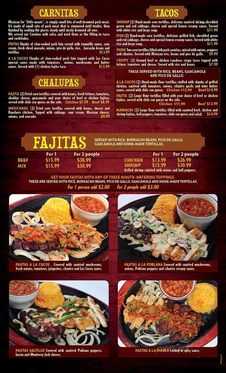 Los Cucos Mexican Cafe Xvii - Houston, TX menu_pic