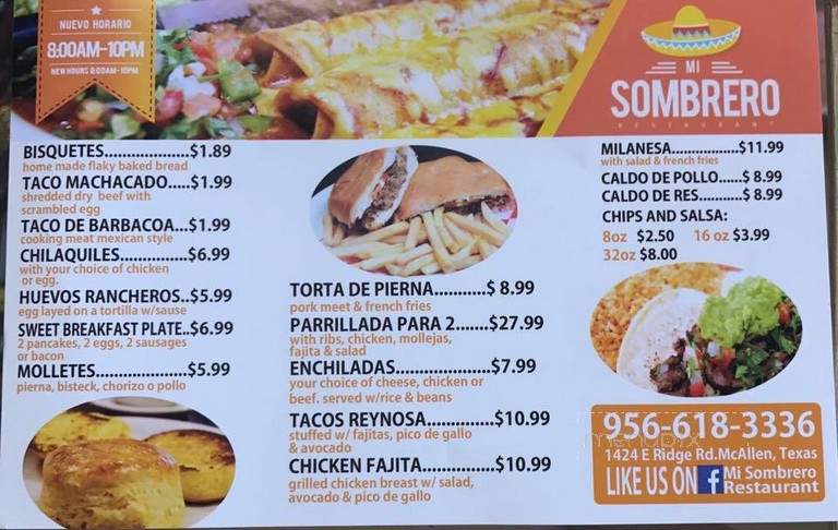 Mi Sombrero Restaurant - Houston, TX menu_pic