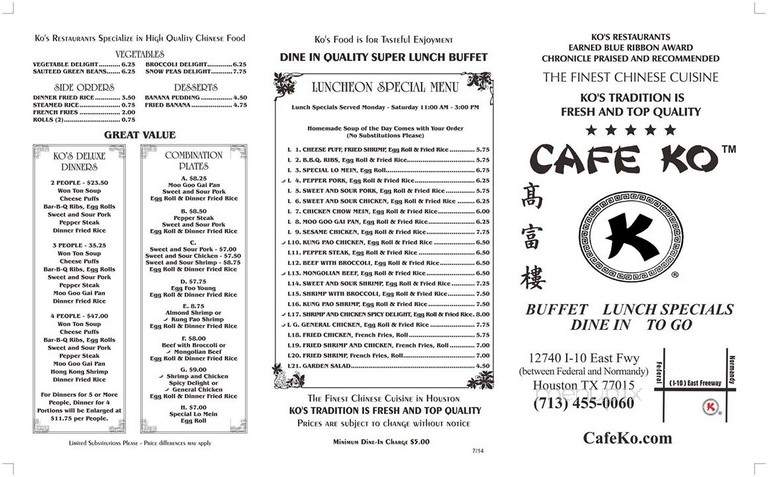 Cafe Ko Restaurant - Houston, TX menu_pic