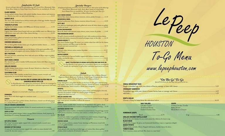Le Peep - Houston, TX menu_pic