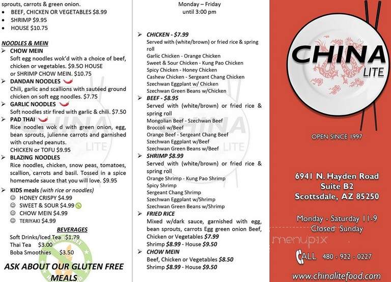 China Lite - Scottsdale, AZ menu_pic