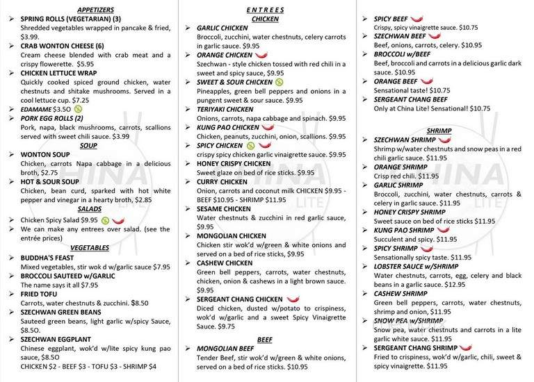 China Lite - Scottsdale, AZ menu_pic