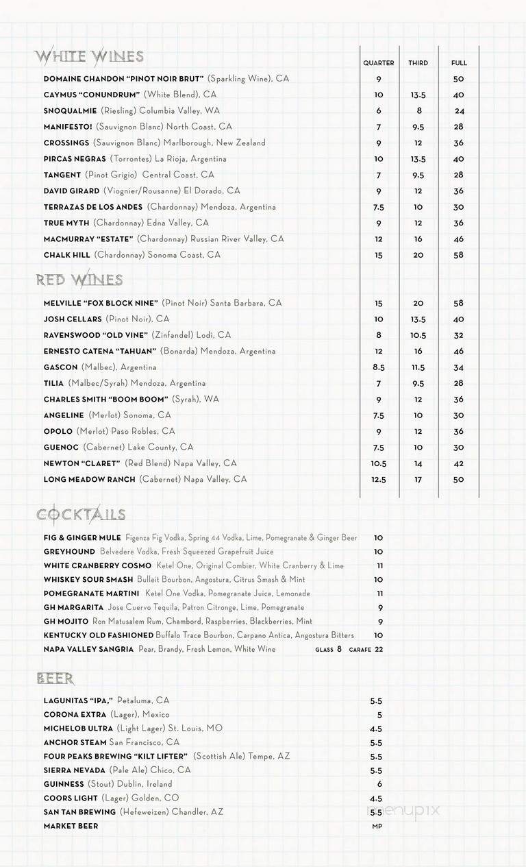 Greene House - Scottsdale, AZ menu_pic