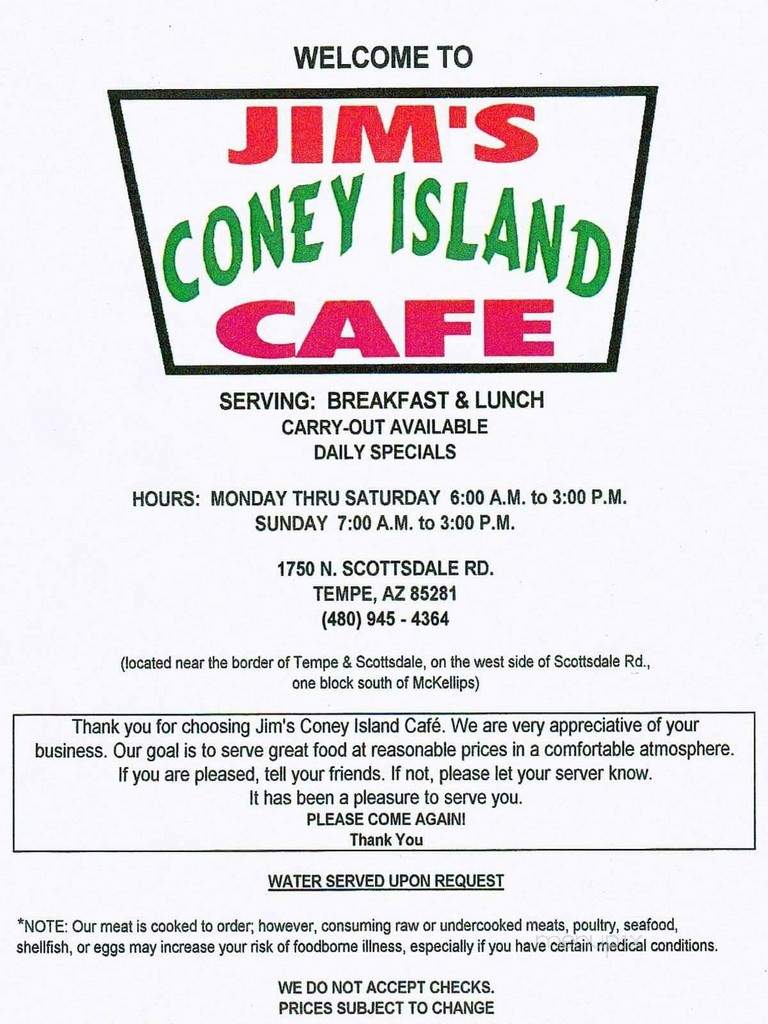 Jim's Coney Island Cafe - Tempe, AZ