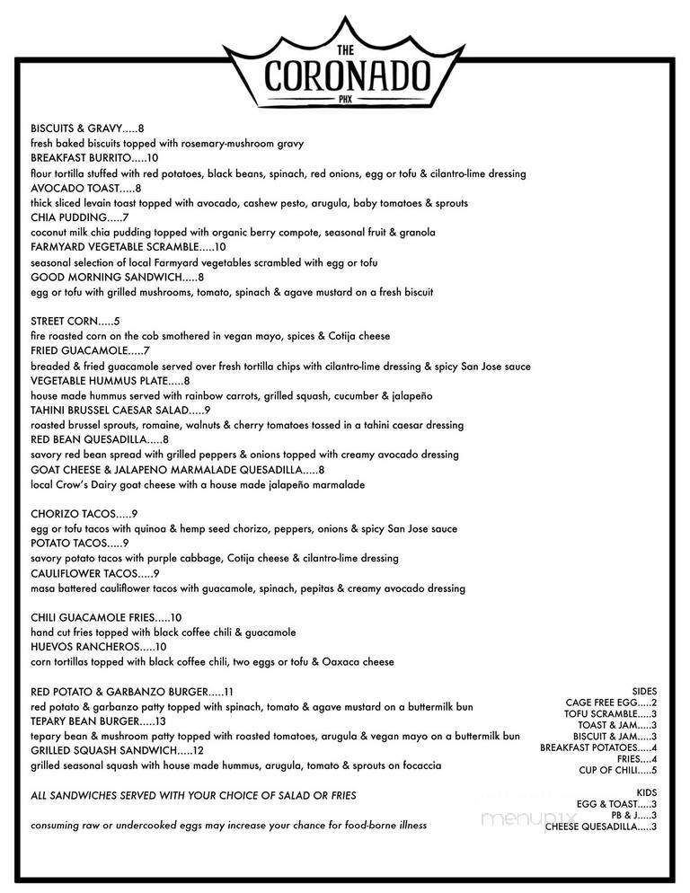 Coronado Cafe - Phoenix, AZ menu_pic
